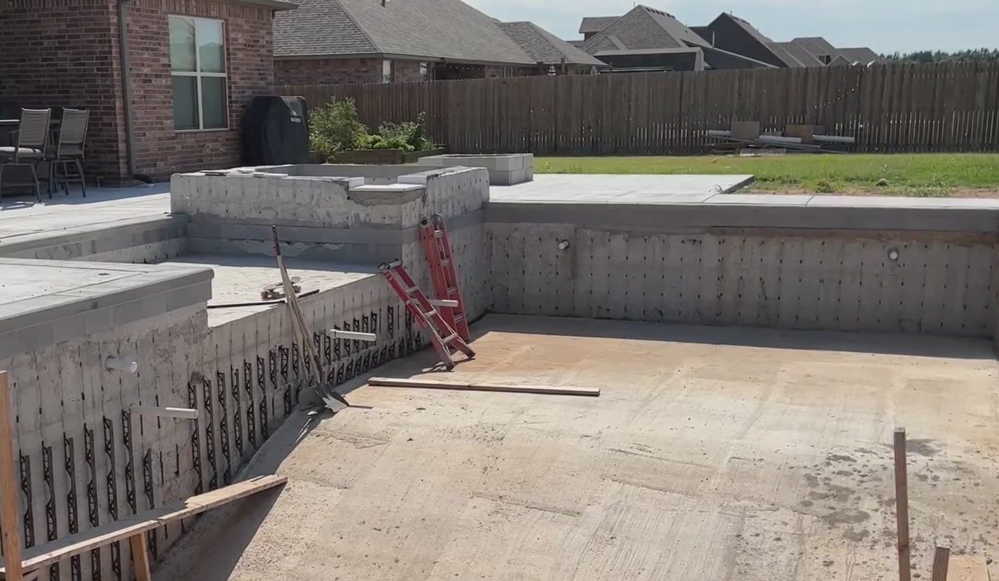 Oklahoma City family's pool still unfinished 18 months later. Image KFOR.